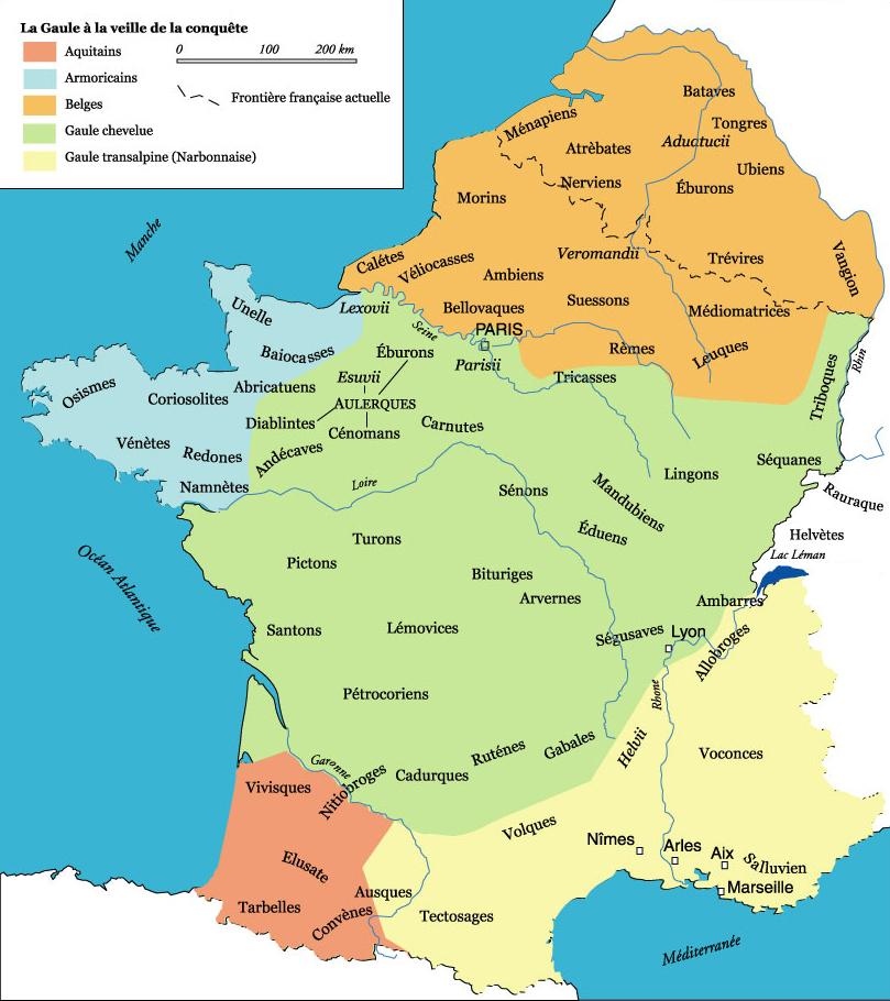 carte des Gaules face à César